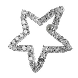 Clear CZ Crystal Stone Movable Studded Cut Out Star Reverse Bar 925 Sterling Silver Belly Ring Body Jewelry
