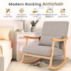 Giantex Upholstered Rocking Chair - Modern Rocker with Rubber Wood