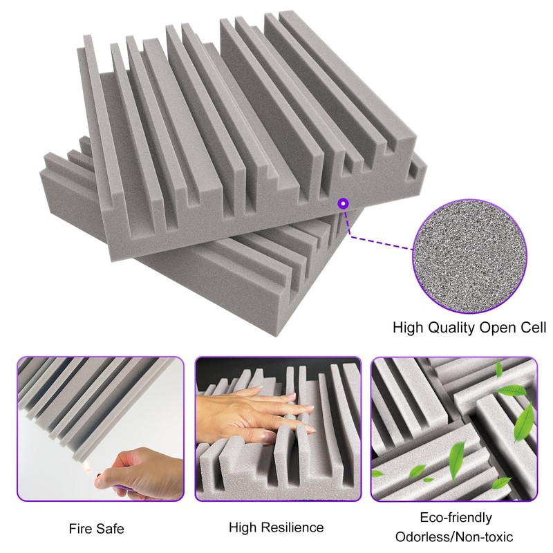 TroyStudio Self-adhesive Acoustic Foam Panels, 12 X 12 X 2