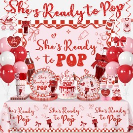 208Pcs Xynic She's Ready to Pop Baby Shower Decorations Tableware Set