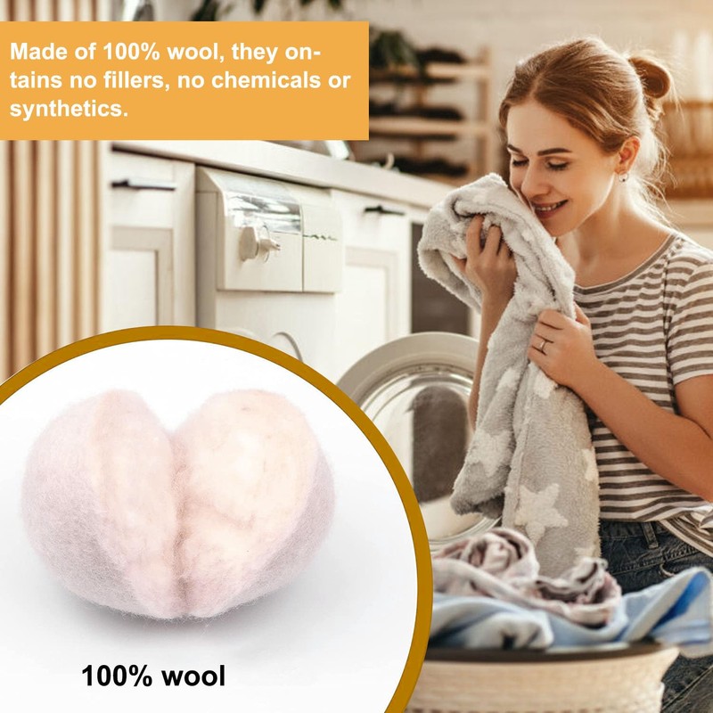Wool Dryer Balls, Handmade Natural 100% Wool Tumble Dryer Balls,