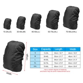 PATIKIL 30-40L Waterproof Backpack Rain Cover, Anti-Slip Cross Buckle Straps & Drawstring Bag for Hiking Camping Traveling, M, Black