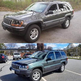 Lightronic Extra Durable Outside Mount Auto Vent Window Visor, Fits 1999-2004 Jeep Grand Cherokee, UV Protection Rain Guard, Original Window Deflector, No-Drill Easy Install, Dark Smoke, 4-Pcs