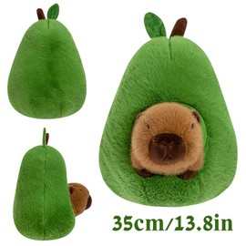 JAHEMU Capybara Plush Avocado Plush Toy Cushion Cute Cuddly Toy Capybara Avocado Plush Doll Hug Pillow Children's Birthday Gift