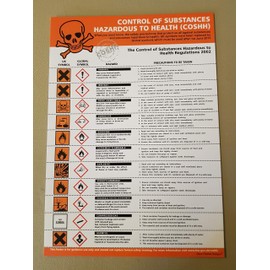 COSHH POSTER A4 (297mm x 210mm) LAMINATED 400g The clearest Cosh Cupboard Safety Sign. Health and safety signs