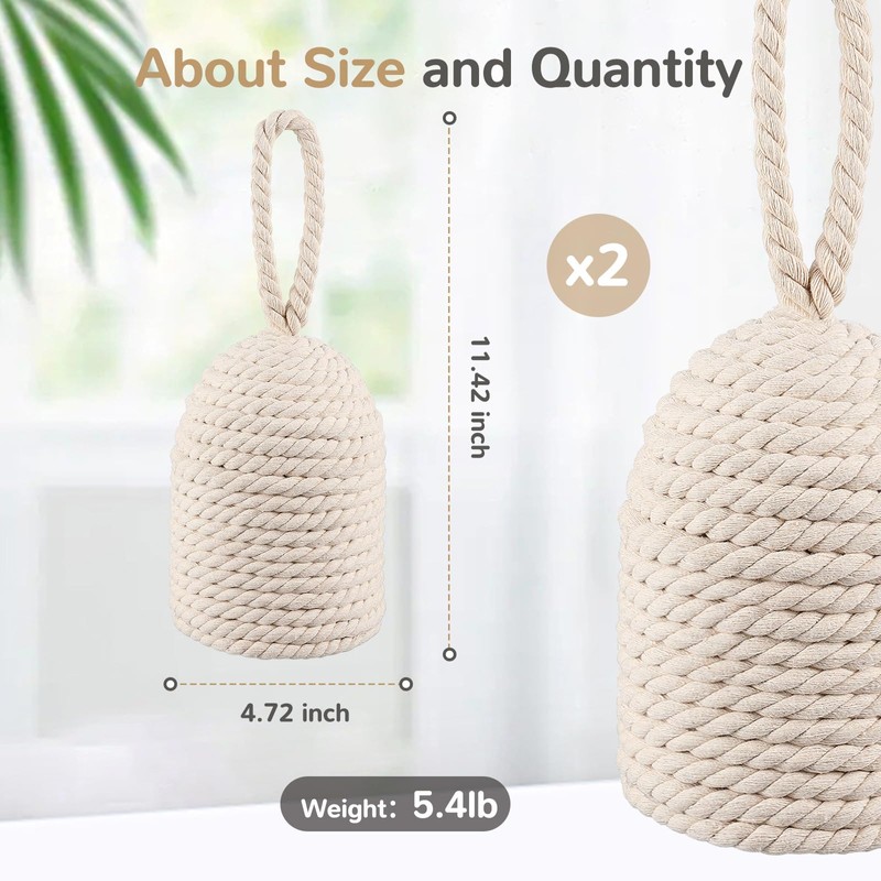 MorningRo Decorative Door Stop Rope Door Stop with Handle 4.72