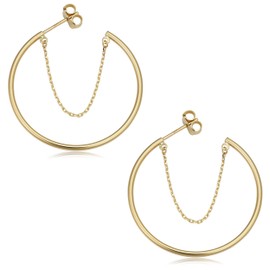 10k Yellow Gold Open Hoop Chain Earrings (1.5 x 30 mm)