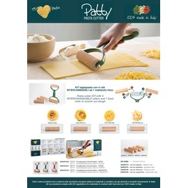 Rolling Pin Flat and Interchangeable for 4 Types of Pasta