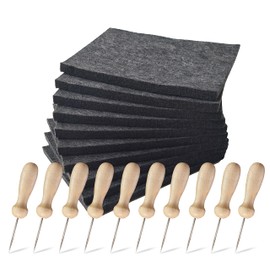 Familienmomente Economy Pack Prickle Accessories (10 Felts 20 x 14.5 x 1 cm and 10 Needles with Wooden Handle 8.5 cm) Pricking Set for Children from 3 Years