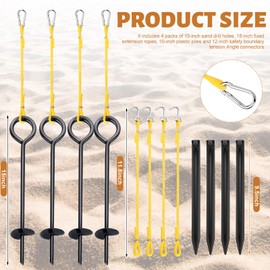 Otoolling Outdoor Volleyball Adaptor Kit with Heavy Duty Ground Stakes Auger Anchor Set for Beach Sand and Grass Volleyball Boundary Lines