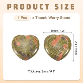 PATIKIL Thumb Worry Stone for Anxiety, 1.2" Natural Heart Crystal Stone, Polished Gemstone Hand Carved Pocket Rock Anxiety Crystals for Women Stress Gifts Meditation, Green Pink