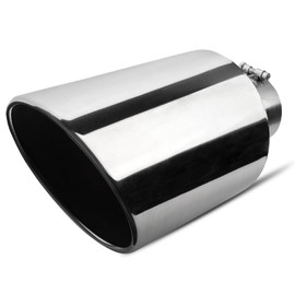 Vurkcy 5 inch Inlet Exhaust Tip, 10" Outlet 18" Overall Length Stainless Steel Exhaust Tail Pipe, Bolt-On, Rolled Edge, Slant Sleek Angle Cut, Polished Tailpipe, Silvery