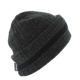 Milani Thinsulate 40 Gram Insulated Striped Winter Beanie Hat (Dark Grey/Black Stripe)