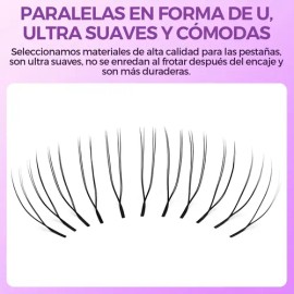 Itntfn U-shaped Blister Extensión De Pestañas Pre Armadas Volumen 0.07 D 8-15mm Mixto Híbrido Falso Visón Mate Negro Yy Lash