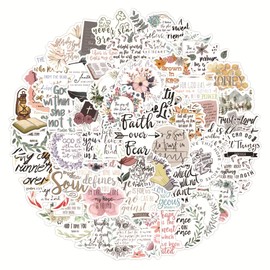 AUCEKO Pack of 100 Jesus Bible Stickers Pack Bible Jesus Sticker Set Waterproof Vinyl Stickers for Laptop Children Cars Motorcycle Bicycle Skateboard Luggage Suitcase Computer Sticker Graffiti Decal