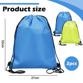 Pack of 2 Drawstring Cooler Bag Cooler Bag Backpack Reusable Foil Bags for Work School Travel (Sky Blue, Fluorescent Green)