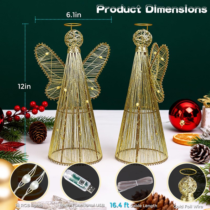 LightingWill Smart Christmas Tree Topper, Light Up 3D Angel Tree