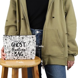 VAMSII Ghost Hunting Lover Gift This Is My Ghost Hunting Makeup Bag Paranormal Lover Cosmetic Bag Ghost Hunter Merch (This Is My Ghost Hunting M)