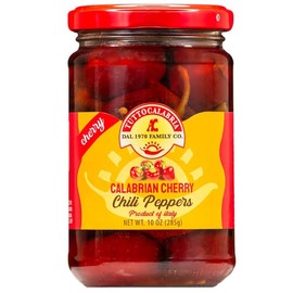 TUTTOCALABRIA Round Calabrian Cherry Peppers in Oil, 10.2 oz (290 g), Extra Virgin Olive & Sunflower Oils, Bold & Fruity Heat, Vegan, Gluten‑Free, Artisan Italian Antipasti