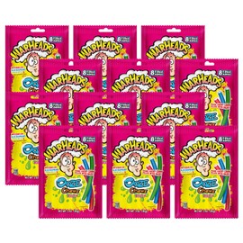 WARHEADS Ooze Chewz Ropes - Chewy Candy Ropes with Sour Filling - Watermelon, Blue Raspberry & Green Apple Flavors - 3 oz. Bags - 12 Pack