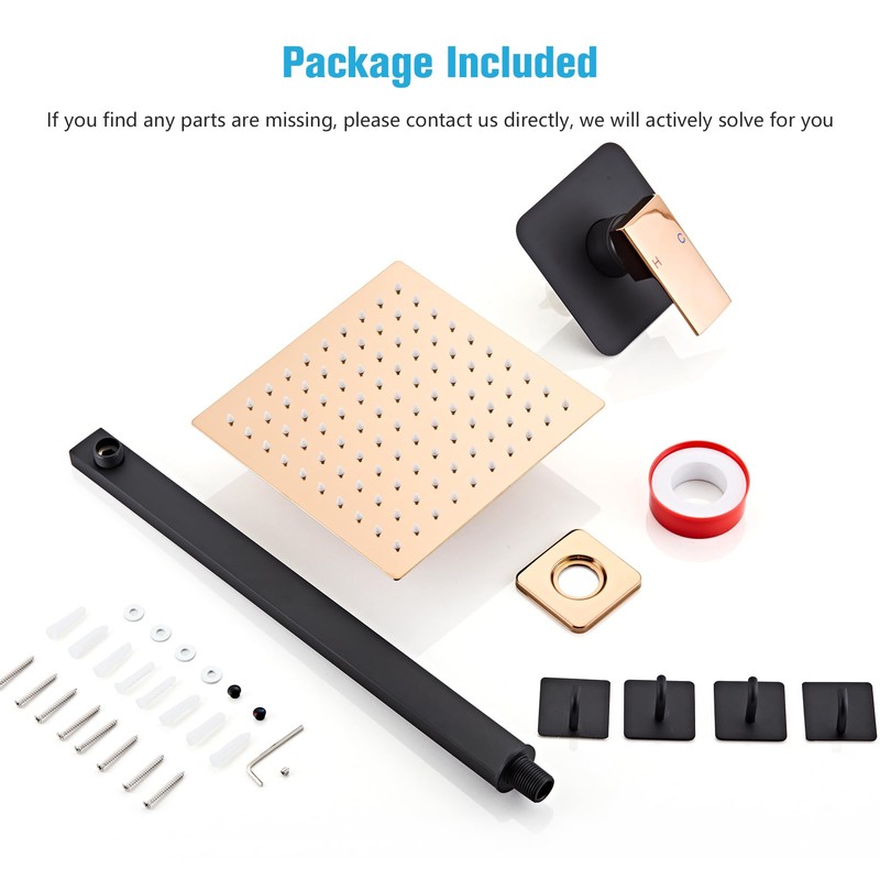 LCEVCGK Shower Faucet Set Bathroom Matte Black and Rose Gold