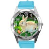 TAPORT® Quartz Watch Round Blue Leather for Rabbits Fans e2