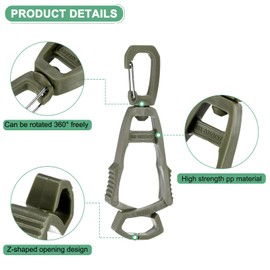 M METERXITY 3-Pack Gloves Clip for Work Glove Holders, Anti-Lost Safety Gloves Grabber Clips Keeper for Construction/Work/Accessories/Backpack/Helmet [Army Green]