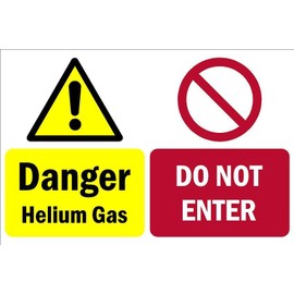 Danger, helium gas, do not enter, safety sign - 1mm flexible Plastic sign (200mm x 150mm)