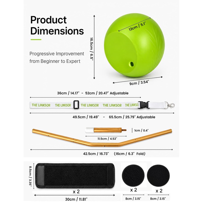 GHOSOONE 3-in-1 Golf Swing Trainer Ball with Strap & Safety
