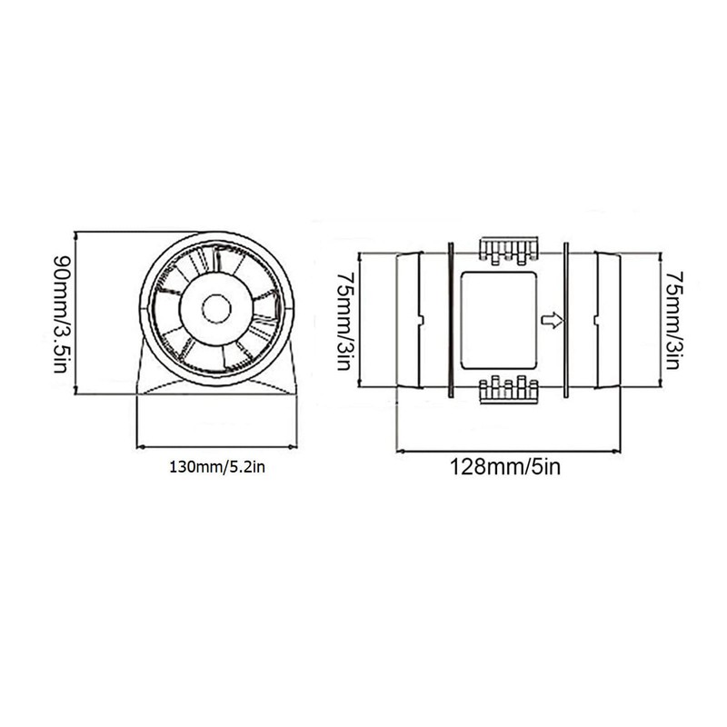 Aramox 3 Inch Inline Blower 12V Silent Inline Blower Marine