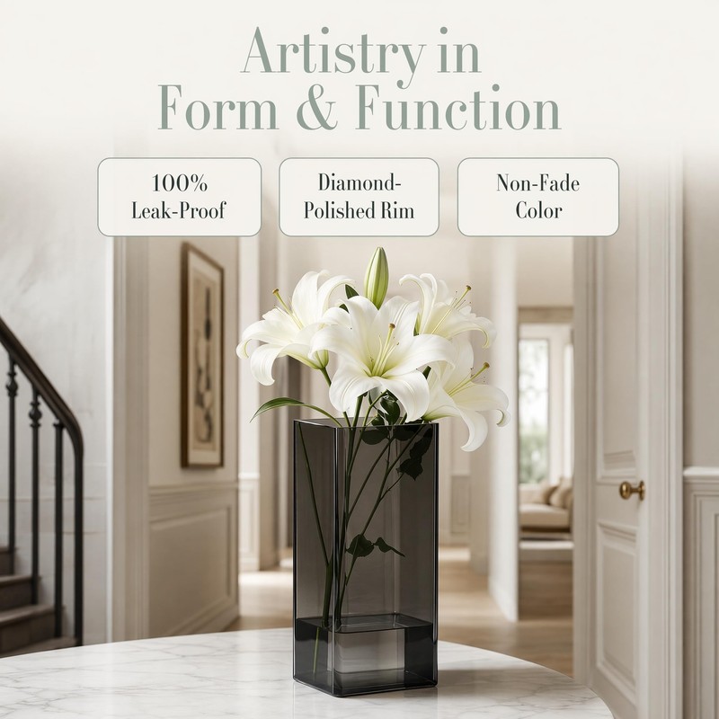 Acrylic Flower Vase, Unbreakable Square Flower Vase Plastic Vases Flowers