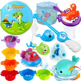 Lubibi Bath Toys Gifts for Age 3 4 Years Old Kids Boys Girls Toddlers, Pool Bathtub Tub Toys Fishing Game Toy for Toddlers, Stacking Cup Wind Up Water Toys for Baby