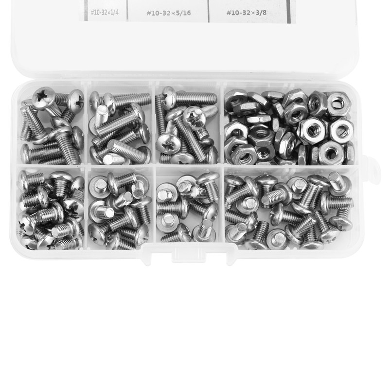 140pcs #10-32 304 Stainless Steel PH Pan Head Screws Kit