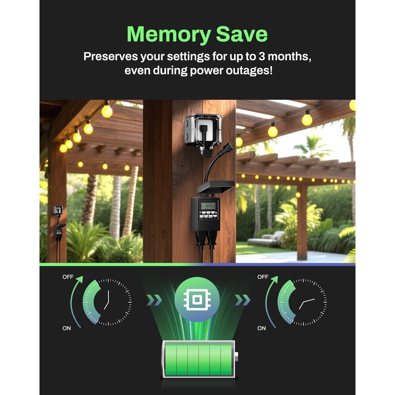 BN-LINK 7 Day Outdoor Heavy Duty Digital Programmable Timer, Outdoor