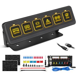 6 Gang Wireless Switch Panel, Niking Auto Multifunction Remote Control Switch Box with Toggle Pulsed LED Switches Memory 4 Light Modes 12V 80A Circuit Control Relay System Pods for Trucks ATV Boat