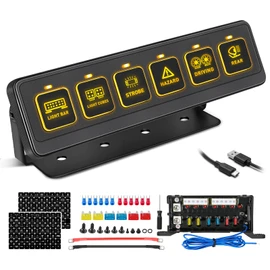 6 Gang Wireless Switch Panel, Niking Auto Multifunction Remote Control Switch Box with Toggle Pulsed LED Switches Memory 4 Light Modes 12V 80A Circuit Control Relay System Pods for Trucks ATV Boat