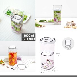 BALWOO Pickle Press Plate Food Storage Container Organizer for Kimch Sauerkraut Fermentaion Airtight Lid Locking for Preserved Food (1800ml / 0.5 gal)
