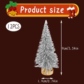 Thyonta Pine Needle Mini Christmas Tree Ornament PVC Micro Landscape Moss Bottle Decoration Accessories Suitable for Creative Cute Home Decoration-9CM（Silver）