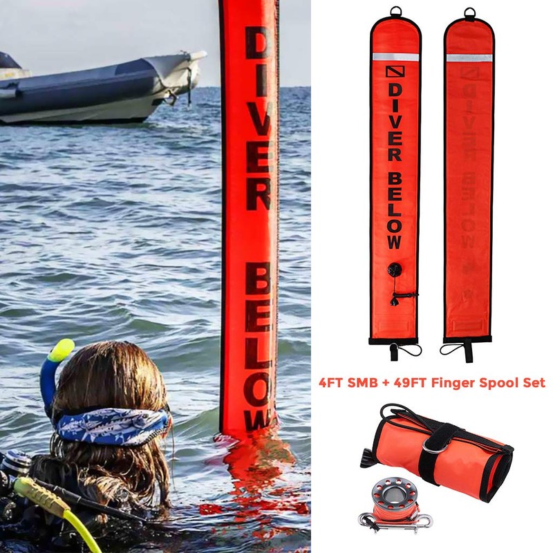 Seafard 4ft Red Scuba Diving Open Bottom Surface Marker Buoy