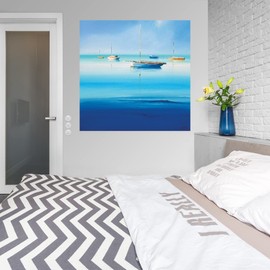 Fine Art Canvas Blue Couta Canvas Wall Decor by Artist Craig Trewin Penny for Living Room, Bedroom, Bathroom, Kitchen, Office, Bar, Dining & Guest Room - Ready to Hang - 32 in x 32 in