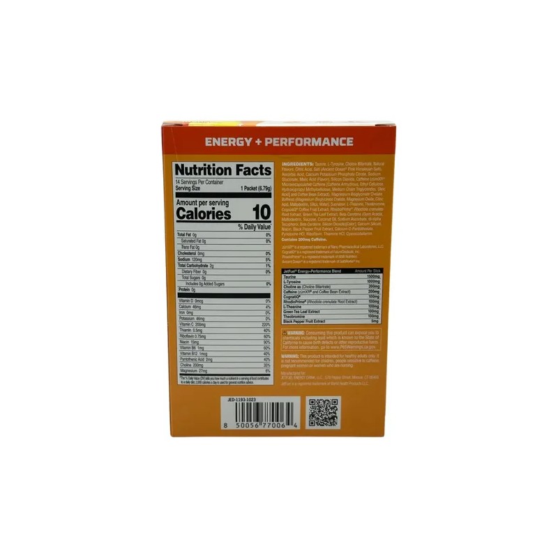 Aminoácidos en Polvo Peach Mango Jetfuel Energy Sticks 14 Sobres
