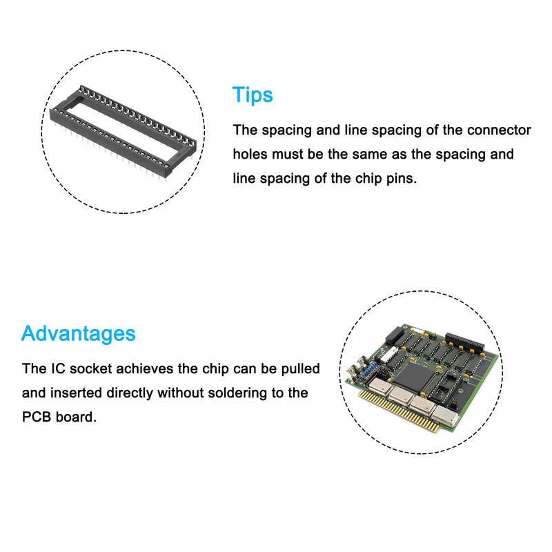 sourcing map 14Pcs DIP IC Chip Socket Adapter, 2.54mm Pitch