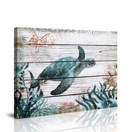 wall art for Bathroom Ocean Sea Wall Art Green Turtle Pictures Artwork Painting Ocean Decor Canvas Prints Nautical Bathroom Art Pictures Wall Decor Canvas Framed Prints Bedroom Ready to Hang