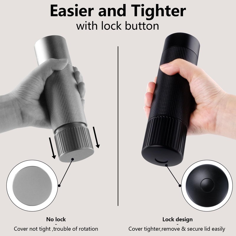 WhiteRhino Professional Pepper Grinder Mill with Top Button Lock,Heavy Duty