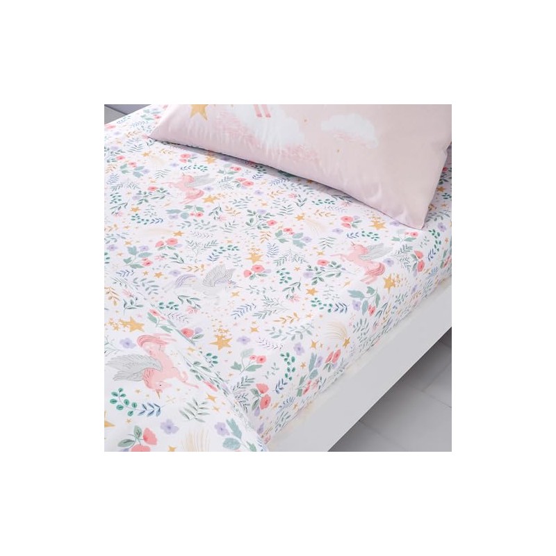 Catherine Lansfield Fairytale Unicorn Double Fitted Sheet White