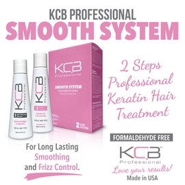KCB Professional Smooth System, 2 Steps Brazilian Keratin Hair Treatment for Smoothing and Hair Frizz Control, Complex Blowout, Straightening, All Hair Types, Formaldehyde Free, 3.38 Fl oz / 100ml Kit