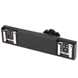 EBTOOLS Dual Hot Shoe Splitter, Camera Dual Speedlite Flash Mount Trigger Bracket, ABS + PC Dual Extension Bracket, Black, 11 x 3 x 2.4 cm (for Canon)