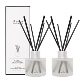 Brakula 2 Packs Reed Diffuser Set, Lavender Scented Oil Diffuser 3.4OZ(100ml) x 2, Home Fragrance with 16 Reed Diffuser Sticks for Bathroom, Living Room, Home & Office Decor