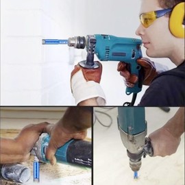 5 PCS 1/4" Dry Diamond Core Drill Bits Set Drill Tile Hole Saws Vacuum Brazed with Round Shank U Type Slot Design for Ceramic, Porcelain Tiles, Marble, Granite, Quartz, Glass Hard Materials