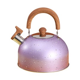 Water Kettle Stainless Steel Whistle Water Kettle Large Capacity Flat Bottomed for Gas Induction Cooker Boil Water 2L Purple